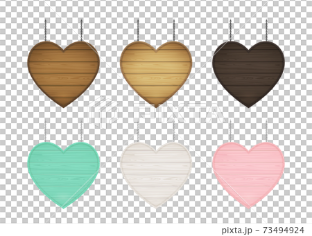 一套心形的木製框架。招牌。情人。 73494924