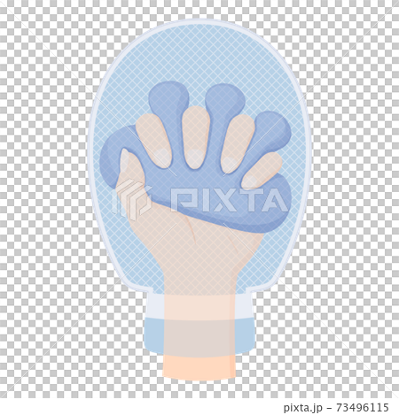 Hand contracture_holding a preventive cushion_in the mittens Hand contracture_holding a preventive cushion_in the mittens 73496115