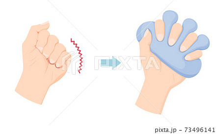 手の拘縮 予防のクッションを握るのイラスト素材