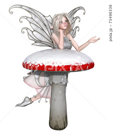Cute Winter Fairy with Pink Nose Waiting for Snow Cute Winter Fairy with Pink Nose Waiting for Snow 73496336