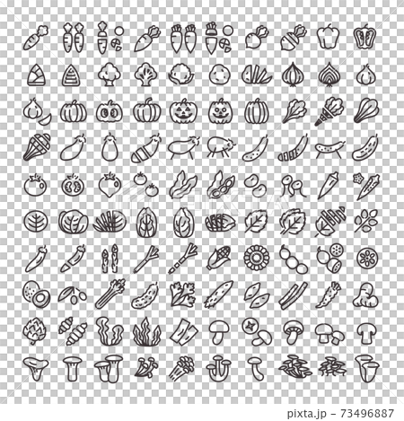 Line art icon 100 pieces 08 (vegetables) Line art icon 100 pieces 08 (vegetables) 73496887