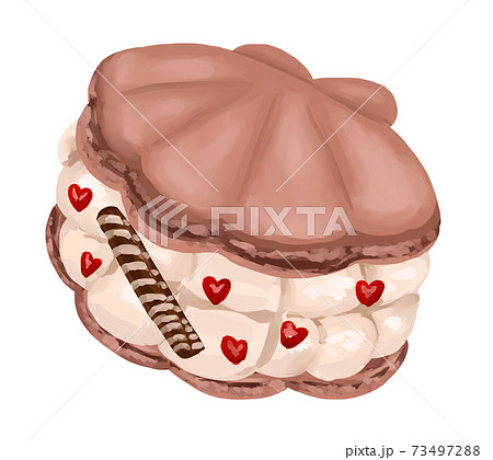 流行 マカロン トゥンカロン 貝殻 バレンタインチョコレート シェルマカロン 韓国スイーツのイラスト素材