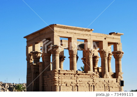 Trajan's Kiosk, Philae Temple pavilion, Agilkia Island in the Nile River near Aswan. UNESCO World Heritage Site. Egypt Trajan's Kiosk, Philae Temple pavilion, Agilkia Island in the Nile River near Aswan. UNESCO World Heritage Site. Egypt 73499115