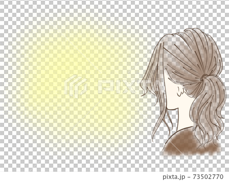 感想をつぶやくポニーテール女性の後ろ姿のイラストのイラスト素材 感想をつぶやくポニーテール女性の後ろ姿のイラストのイラスト素材
