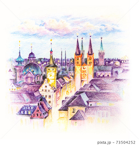 Watercolor sketch of Wurzburg Watercolor sketch of Wurzburg 73504252