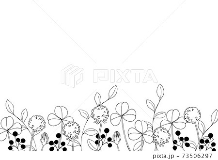 草花の線画 手描きイラストのイラスト素材