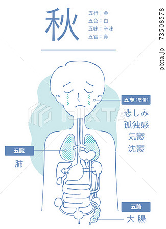 陰陽五行　秋　白　肺　大腸　悲しみ　孤独 73508578