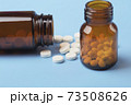 Various medicine. White round pills and two pill bottle 73508626