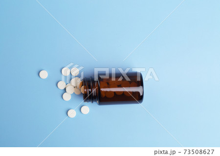 Various medicine.White round drug and pill bottle Various medicine.White round drug and pill bottle 73508627