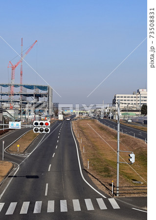 上尾道路 上尾市堤崎 首都高上尾南ic予定地周辺の写真素材