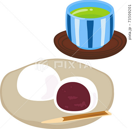 漉し餡の大福と緑茶 漉し餡の大福と緑茶 73509201