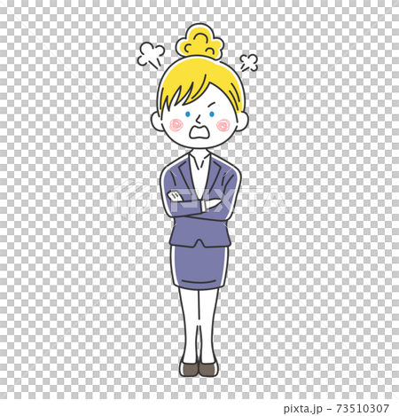 Illustration of an angry white business woman with her arms folded Illustration of an angry white business woman with her arms folded 73510307