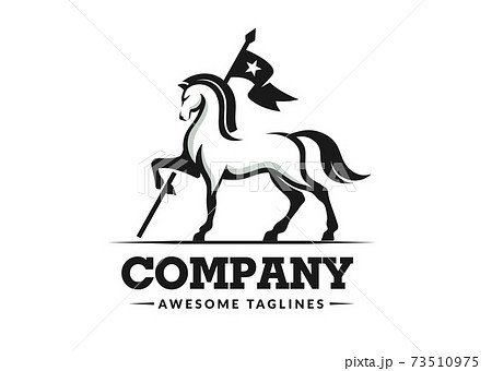 horse with flag creative logo design template illustration 73510975