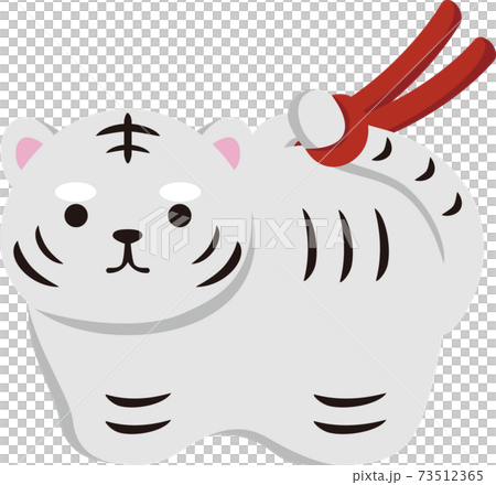 寅年 寅 虎 とら ホワイトタイガー 年賀状 正月 土鈴 かわいい おしゃれ イラストのイラスト素材