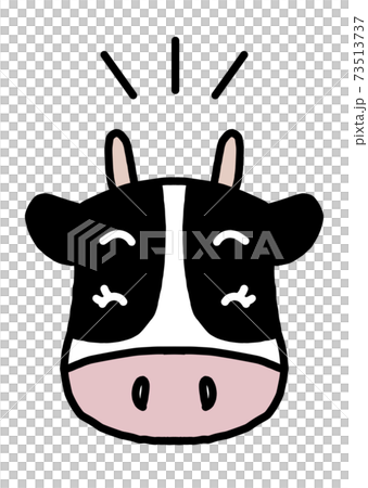 面對前面的可愛的荷斯坦奶牛（賞心悅目，微笑，白色背景） 73513737