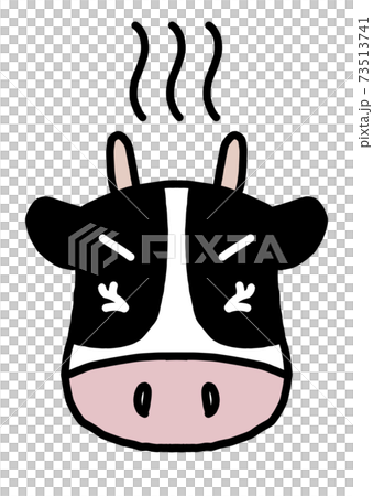 正面を向いたかわいいホルスタイン牛 いらだつ 背景白 のイラスト素材