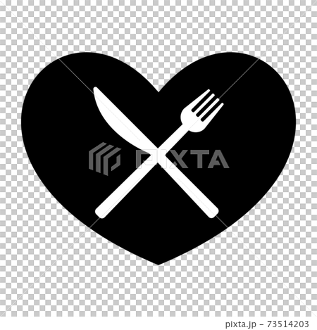 黒いハートのアイコン カトラリーのイラスト素材