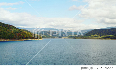 湖の風景　空撮 73514277