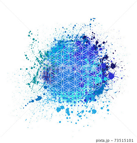 Flower of life grunge blue background 73515101