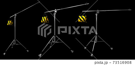 Photo studio boom with lightstand isolated on black background. Photo studio boom with lightstand isolated on black background. 73516908