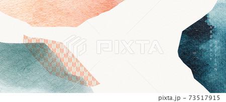 Abstract landscape background in oriental style. Chinese new year banner with watercolor texture. Geometric line with Japanese pattern vector. Brush stroke element design with oriental style. Abstract landscape background in oriental style. Chinese new year banner with watercolor texture. Geometric line with Japanese pattern vector. Brush stroke element design with oriental style. 73517915