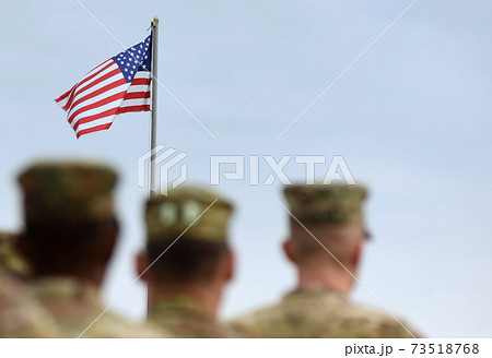 American Soldiers and US Flag. US troops 73518768