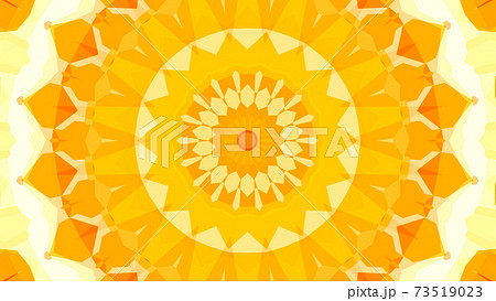 オレンジ 太陽 ひまわり 万華鏡 美しい幾何学模様 [別Verあり] 73519023