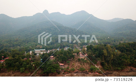 Smog over the island of Koh Chang. Green hills. 73519226