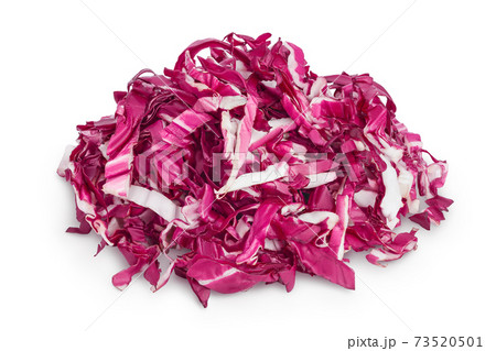 Fresh red radicchio salad chopped isolated on white background with clipping path and full depth of field 73520501