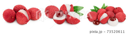 lychee fruit isolated on white background with clipping path and full depth of field. Set or collection lychee fruit isolated on white background with clipping path and full depth of field. Set or collection 73520611