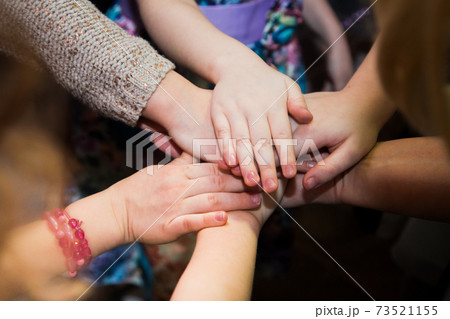 Baby hands touch each other in a circle Baby hands touch each other in a circle 73521155