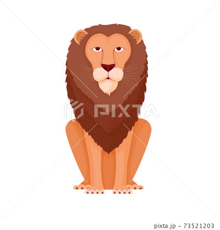 Lion sitting proudly. King beasts with luxurious brown mane watches calmly powerful savannah predator. Lion sitting proudly. King beasts with luxurious brown mane watches calmly powerful savannah predator. 73521203