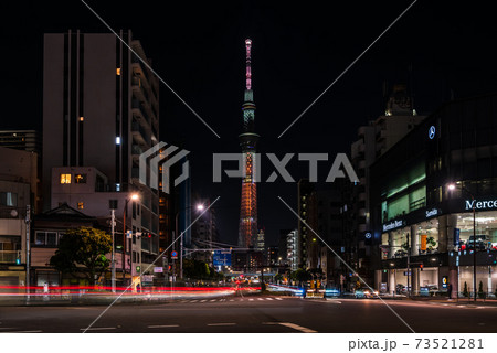 エヴァンゲリオンイメージライティングの東京スカイツリー 73521281