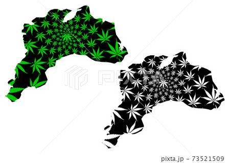 Burdur (Provinces of the Republic of Turkey) map is designed cannabis leaf green and black, Burdur ili map made of marijuana (marihuana,THC) foliage,.... 73521509