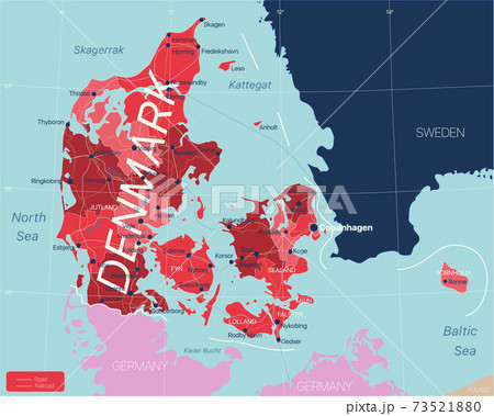 Denmark country detailed editable map 73521880