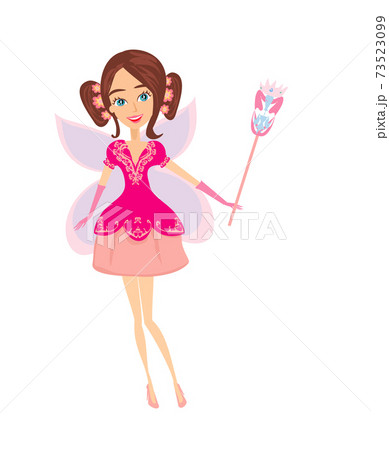 Beautiful fairy with magic wand - isolated illustration Beautiful fairy with magic wand - isolated illustration 73523099