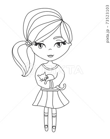 sweet girl and her cat - doodle coloring book sweet girl and her cat - doodle coloring book 73523103