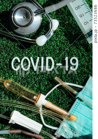 Coronavirus covid-19 medical still life concept Coronavirus covid-19 medical still life concept 73523686