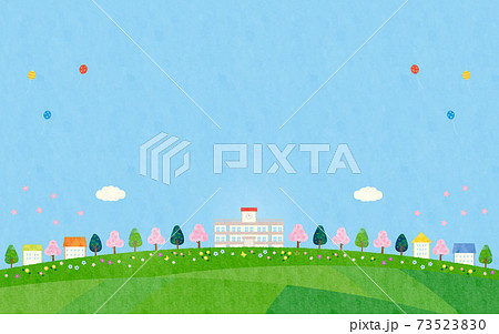 素材-住宅,学校（春）青空1テク 73523830