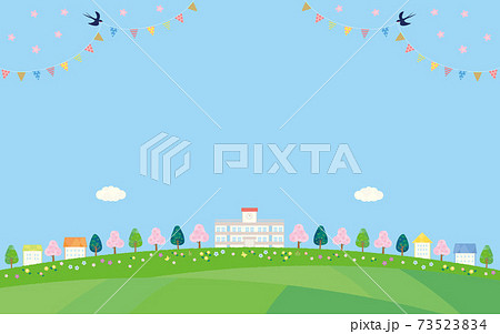素材-住宅,学校(春)青空3 素材-住宅,学校(春)青空3 73523834