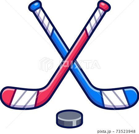 Ice Hockey Sticks And Puckのイラスト素材