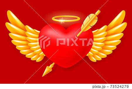 Pierced Angel Heart With Wings And Halo Pierced Angel Heart With Wings And Halo 73524279