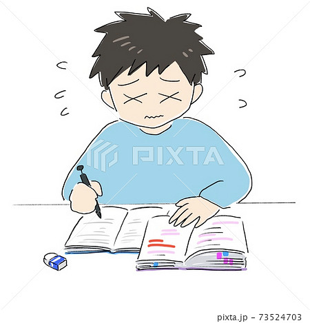 勉強がわからない男の子のイラスト素材