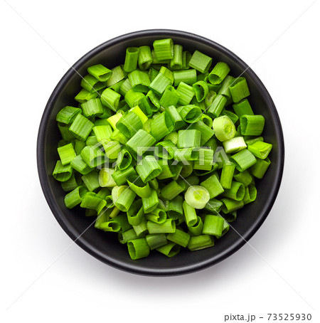 Bowl of spring onions from above Bowl of spring onions from above 73525930
