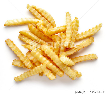 Heap of french fries isolated on white, from above Heap of french fries isolated on white, from above 73526124