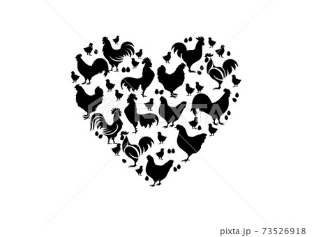 heart shape made from chicken vector illustration, chicken lover vector	 73526918