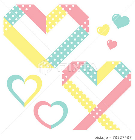 かわいいリボンでできたハートのイラストセットのイラスト素材