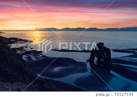 Basalt stack Hvitserkur on the Vatnsnes peninsula Basalt stack Hvitserkur on the Vatnsnes peninsula 73527535