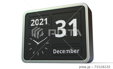 December 31 date on the flip clock calendar, 3d rendering 73528220