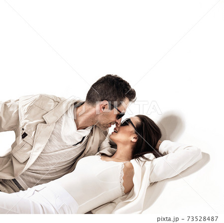 Portrait of a calm, relaxed couple in a romantic mood 73528487